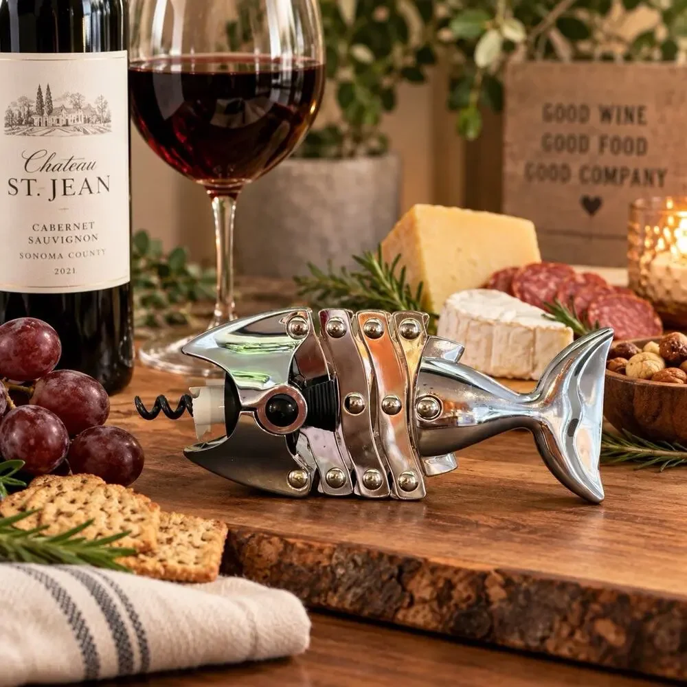 Articulated Fish Corkscrew Bottle Opener – Expandable Lazy Fish Style Barware